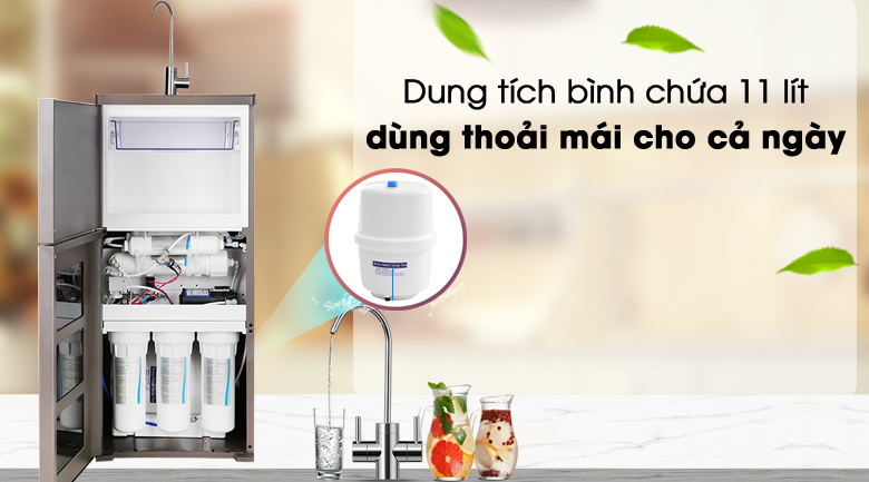 Công suất lọc cao đi kèm dung tích bình chứa lớn