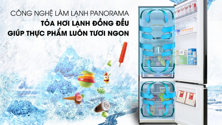 Hệ thống làm lạnh đa chiều trên tủ lạnh Panasonic Inverter 255 lít NR-BV280GKVN