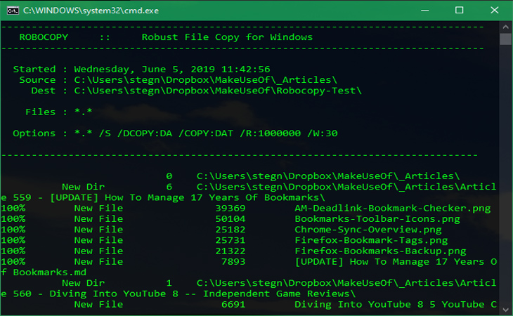 Dùng phần mềm Robocopy