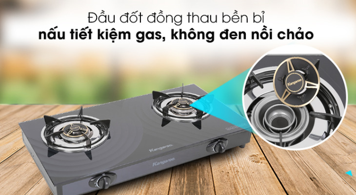 Bếp ga đôi Kangaroo KG519M sở hữu đầu đốt làm bằng đồng thau