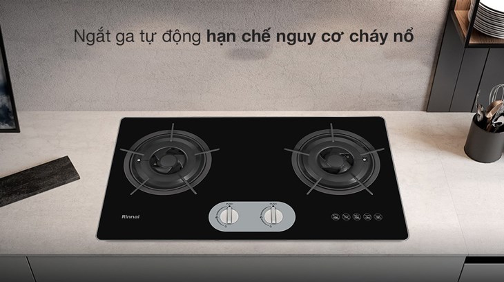 Bếp ga âm Rinnai RVB-220G(BG) được tích hợp cảm ứng ngắt gas tự động, đảm bảo an toàn khi đun nấu