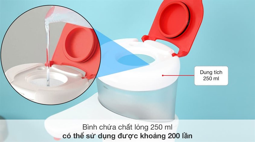 Với máy rửa tay DEERMA XS100 dung tích 250ml, bạn có thể sử dụng khoảng 200 lần