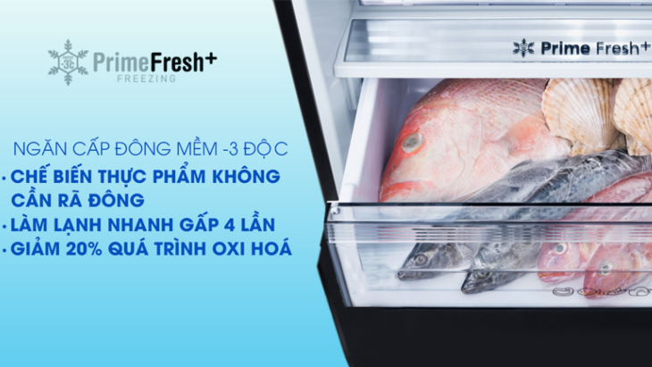 Ngăn cấp đông mềm Prime Fresh+ trên tủ lạnh Panasonic