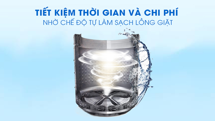 Máy giặt Samsung có khả năng vệ sinh lồng giặt tự động, tiết kiệm thời gian và công sức