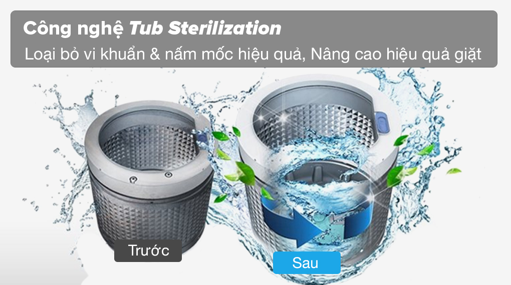 Máy giặt Whirlpool Inverter 10 kg VWIID1002FG sử dụng công nghệ Tub Sterilization