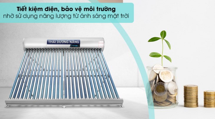 Máy nước nóng năng lượng mặt trời Sơn Hà 320 lít Titan ống Gold 58-320 giúp bạn tiết kiệm được tiền điện mỗi tháng nhờ việc sử dụng năng lượng mặt trời