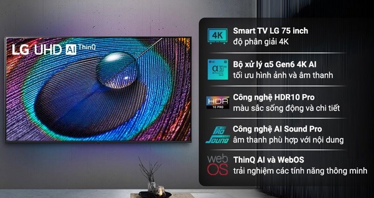 Tivi LG UHD dòng UR9050 sở hữu nhiều ưu điểm nổi bật, phù hợp cho các hộ gia đình có thu nhập trung bình trở lên