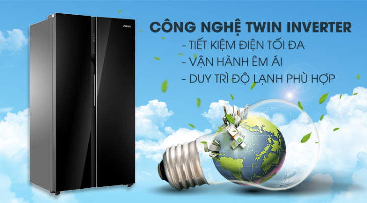 Tủ lạnh Aqua Inverter 602 lít AQR-IG696FS GB