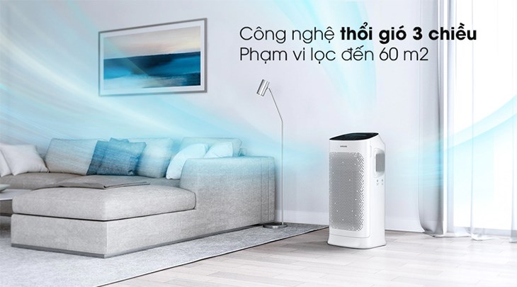 Nhờ công suất 60W, máy lọc không khí Samsung AX60R5080WD/SV có thể làm sạch hiệu quả và mang đến làn gió mát cho không gian có diện tích đến 60m2