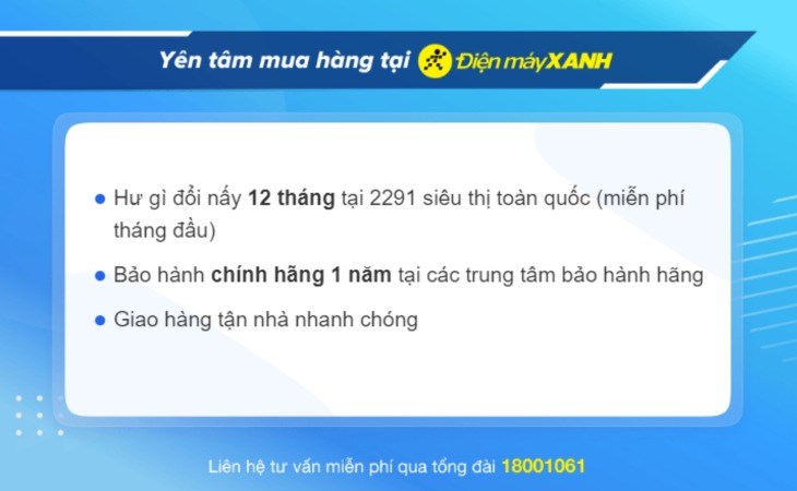 Người dùng có thể an tâm về chính sách bảo hành của nồi chiên không dầu Rapido SMART-7.0M 7 lít tại Điện máy XANH