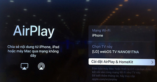 Học online qua Zoom trên tivi qua Airplay