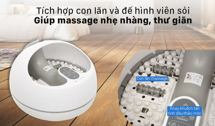Bồn ngâm massage xông hơi chân Rio FTBH9 tích hợp con lăn và đế hình viên sỏi giúp massage thư giãn tiện lợi