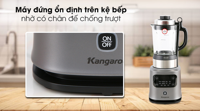 Máy xay nấu đa năng Kangaroo KG175HB1 đứng yên trên kệ nhờ chân đế chống trượt