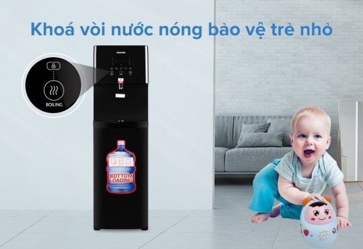 Sản phẩm được tích hợp chức năng khóa trẻ em, giúp bảo vệ an toàn cho các bé trong gia đình
