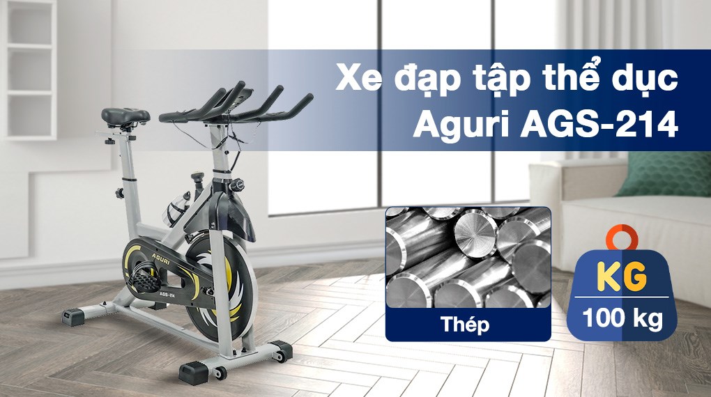 Xe Đạp Tập Thể Dục Aguri AGS-214 sở hữu thiết kế thu hút, bắt mắt làm nổi bật không gian sống của gia đình