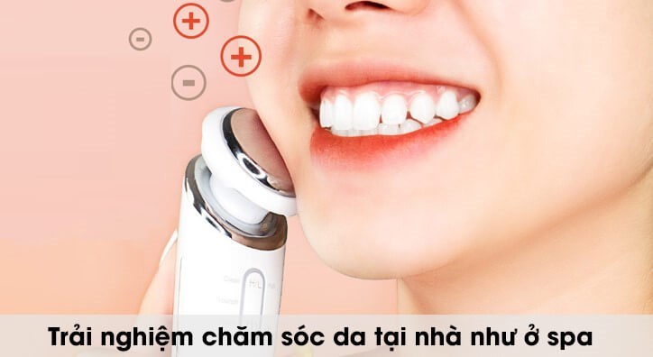 Công nghệ ion Galvanic trên máy massage mặt Halio Ion Cleansing & Moisturizing White giúp gia tăng hiệu quả thẩm thấu gấp 2.5 - 3.5 lần so với thoa bằng tay
