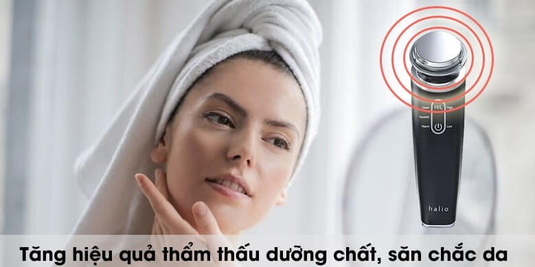 Công nghệ sóng rung F-Vibration trên máy massage mặt Halio Ion Cleansing & Moisturizing Black giúp nâng cơ, làm săn chắc và mang đến cho bạn làn da hồng hào