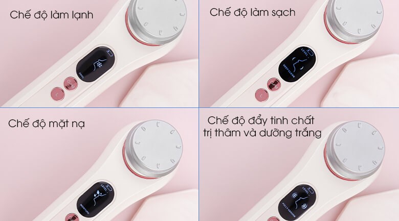 Máy massage mặt đẩy tinh chất Halio Ion Hot & Cool White được trang bị 4 chế độ làm đẹp hiện đại và hiệu quả