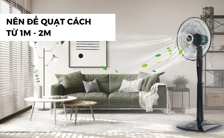 Nên ngồi cách quạt đứng Sharp PJ-S40RV-DG tối thiểu từ 1 - 2 mét