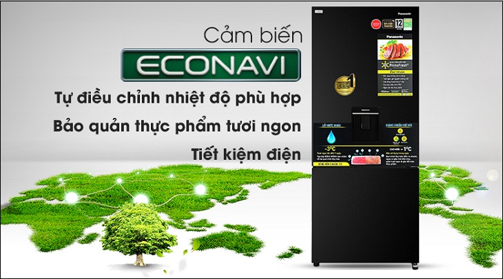 Cảm biến thông minh Econavi trên Tủ lạnh Panasonic Inverter 377 lít NR-BX421GPKV