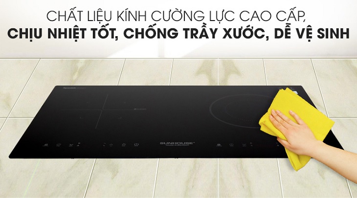 Bếp từ hồng ngoại lắp âm Sunhouse SHB9105MT có chất liệu kính cường lực cao cấp
