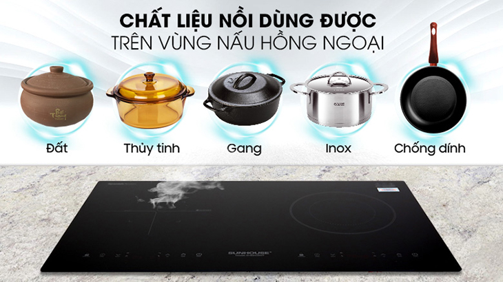 Không kén nồi ở mặt bếp hồng ngoại