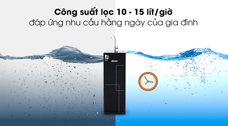 Máy lọc nước RO DMAX LTN002 10 lõi sở hữu công suất lọc lớn từ 10 - 15 lit/giờ, đáp ứng nhu cầu sử dụng cao