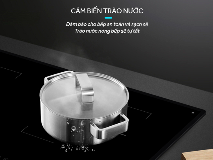 Bếp điện từ Nagakawa được trang bị cảm biến trào nước
