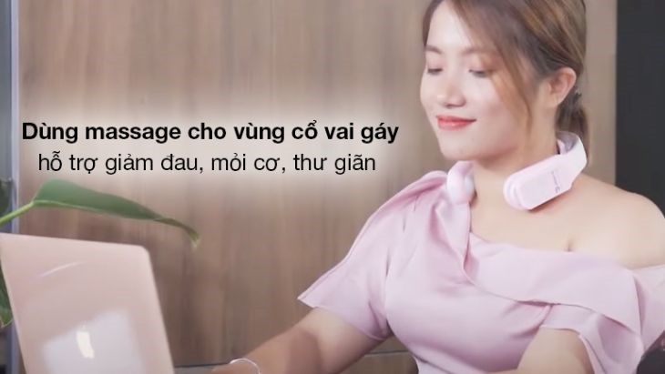 Máy massage cổ, vai, gáy HASUTA HMN-160 (Màu trắng)  giảm đau, căng cứng, mỏi cơ, thư giãn, tăng tuần hoàn máu