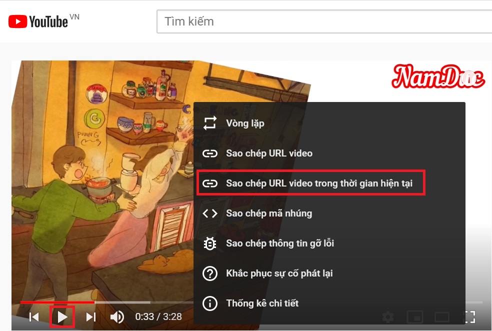 Chia sẻ video ở một thời gian phát bất kỳ