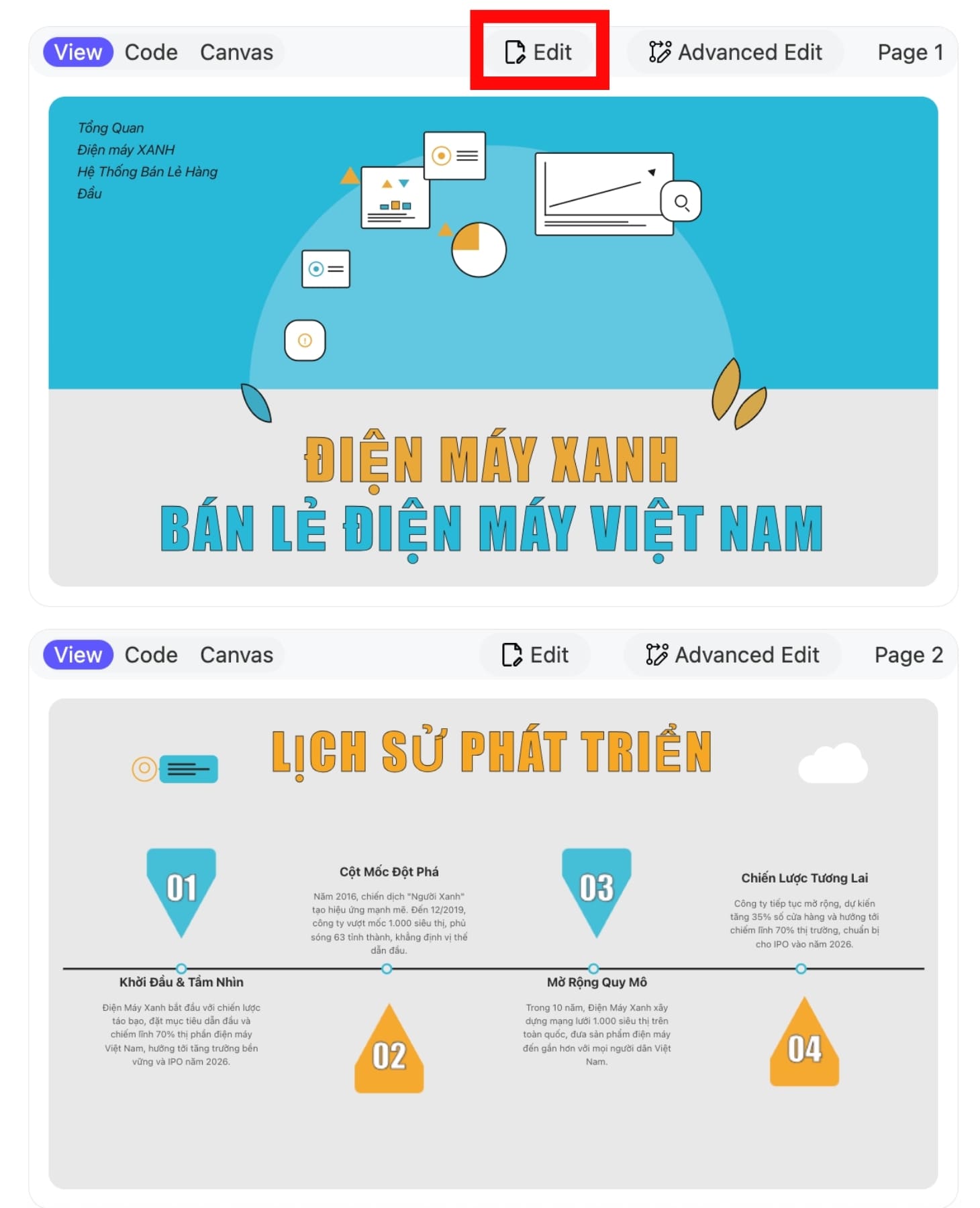 Giao diện slide đã được tạo