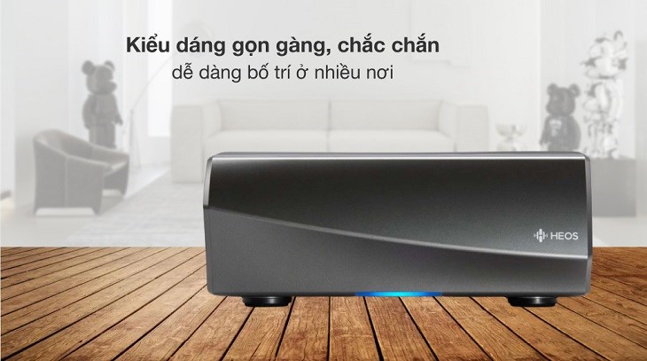 Amply Denon HEOSAMPHS2SRE2 140W có thiết kế nhỏ gọn, đơn giản kết hợp màu xám - đen sang trọng