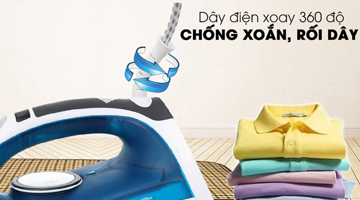 Bàn ủi BlueStone có dây điện xoay 360 độ đảm bảo mọi chiều xoay