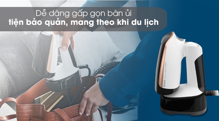 Bàn ủi cầm tay Tefal DT3030E0 1300W có thiết kế dễ gấp gọn, cho bạn thuận tiện bảo quản, cất trữ