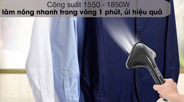 Nhờ công suất 1550W - 1850W mạnh mẽ, bàn ủi hơi nước đứng Tefal IT3420E0 1850W làm nóng nhanh chỉ trong vòng 1 phút