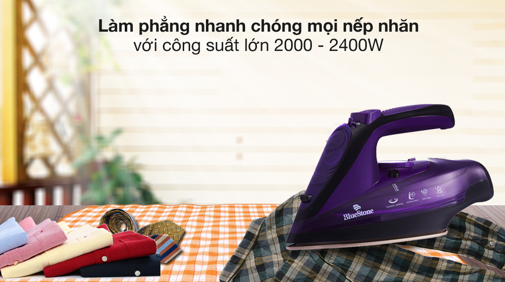 Bàn ủi hơi nước không dây BlueStone SIB-3854 nhanh chóng làm phẳng mọi nếp nhăn với công suất mạnh mẽ