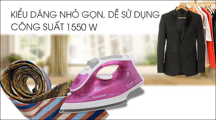 Bàn ủi hơi nước Panasonic NI-M250TPRA 1550W có thiết kế nhỏ gọn với phần tay cầm chắc chắn