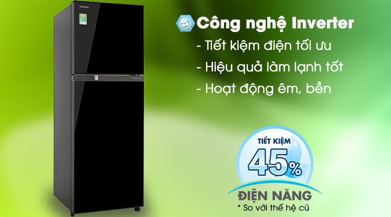 Tủ lạnh Toshiba Inverter 233 lít GR-A28VM(UKG1) tiết kiệm điện, vận hành êm ái