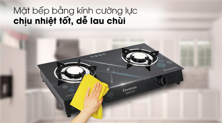 Bếp ga đôi Duxton DG-430 với mặt bếp là kính cường lực không lo nứt vỡ, dễ dàng vệ sinh