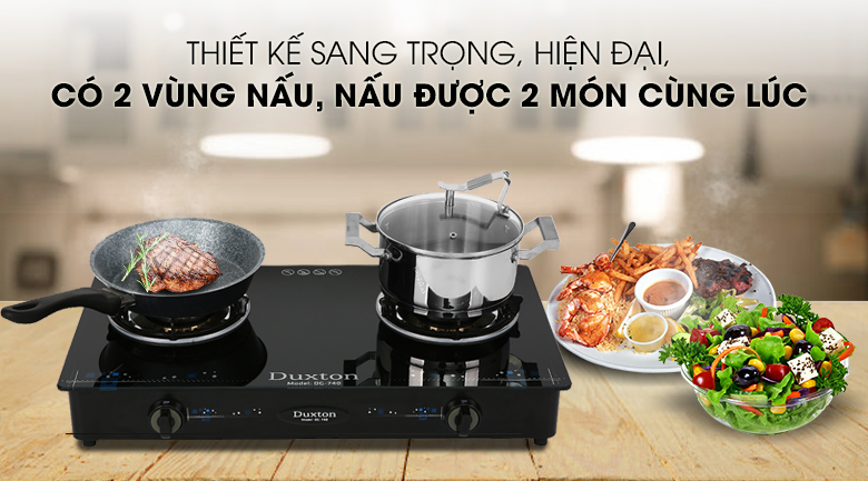 Bếp ga đôi Duxton DG-740 có thiết kế sinh động, đẹp mắt