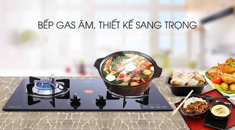 Bếp ga âm Kiwa KW-2607G sở hữu thiết kế lắp âm sang trọng