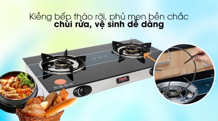 Bếp ga đôi Kiwa KW-770SG với kiềng bếp có thể tháo rời khi vệ sinh
