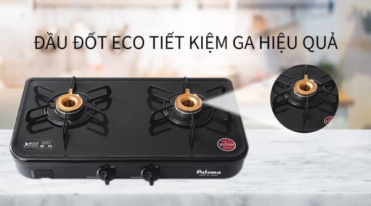 Bếp ga đôi Paloma PA-J51CE được trang bị kiểu đầu đốt Eco tiết kiệm ga hiệu quả