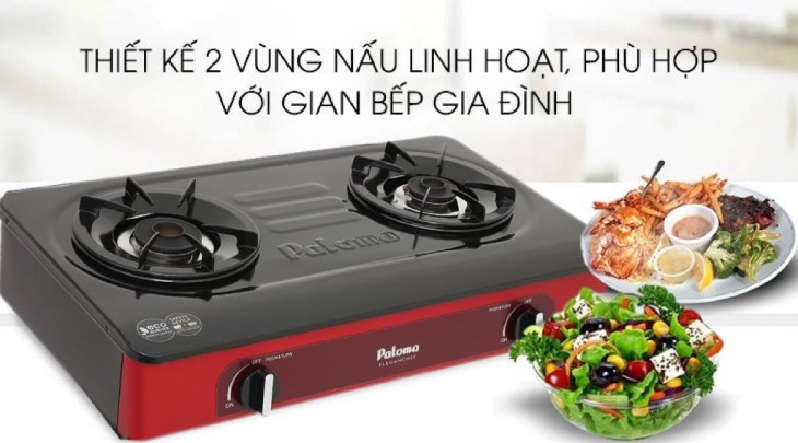 Bếp ga đôi Paloma PA-V72 ER có 2 vùng nấu với tổng công suất 6 kW/h, giúp rút ngắn thời gian nấu nướng