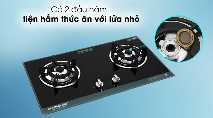 Bếp ga âm Sunhouse SHB5548MT có 2 đầu hâm cho phép người nội trợ hâm nóng, ninh, hầm thức ăn với ngọn lửa nhỏ, tiết kiệm gas