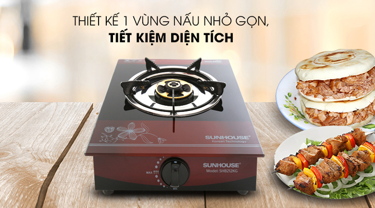 Bếp ga đơn Sunhouse SHB212KG có thiết kế nhỏ gọn, tiết kiệm không gian sử dụng