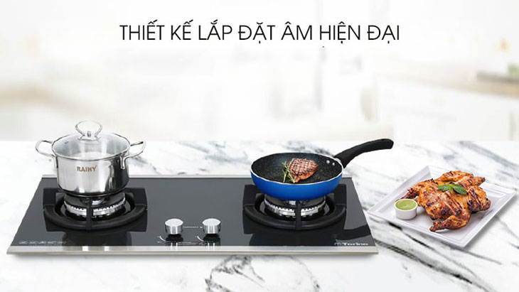 Bếp gas Torino thiết kế với kiểu dạng lắp đặt âm sang trọng, tinh tế