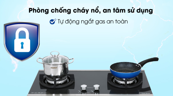 Bếp gas âm Torino Valentino-2B(SV) trang bị tính năng tự ngắt ga