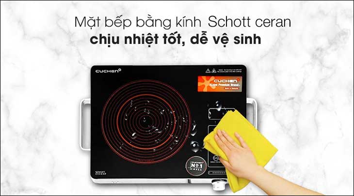 Bếp hồng ngoại Cuchen CHR-F170VN có mặt bếp được làm từ kính Schott ceran