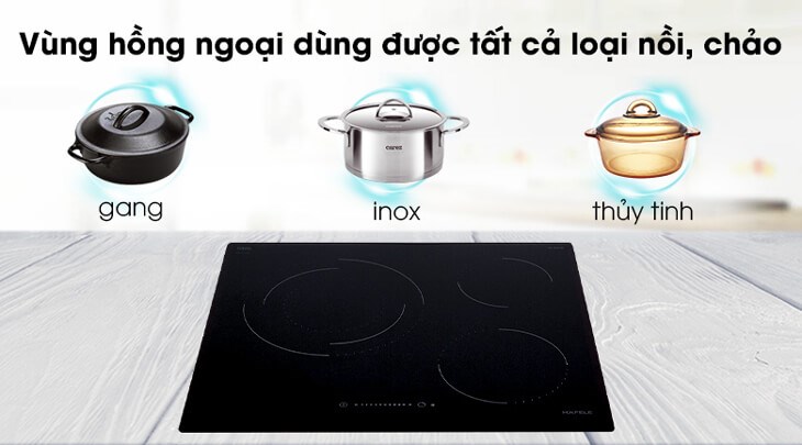 Bếp hồng ngoại Hafele sử dụng được với mọi loại nồi, chảo